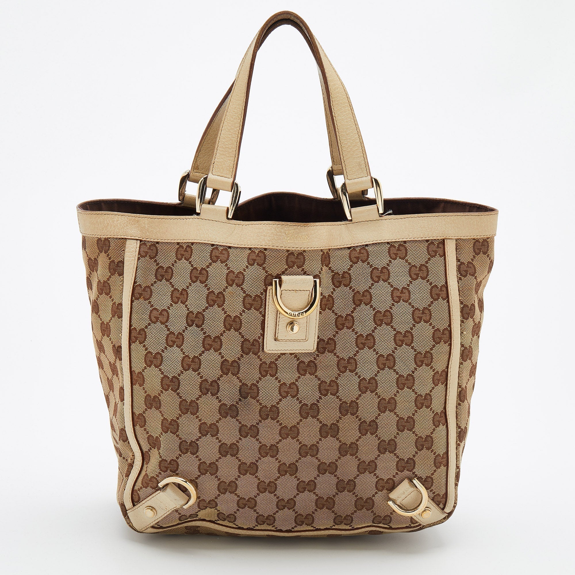 Gucci Beige/Cream GG Canvas And Leather Abbey D-Ring Tote