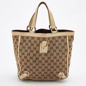 Gucci Beige/Cream GG Canvas And Leather Abbey D-Ring Tote