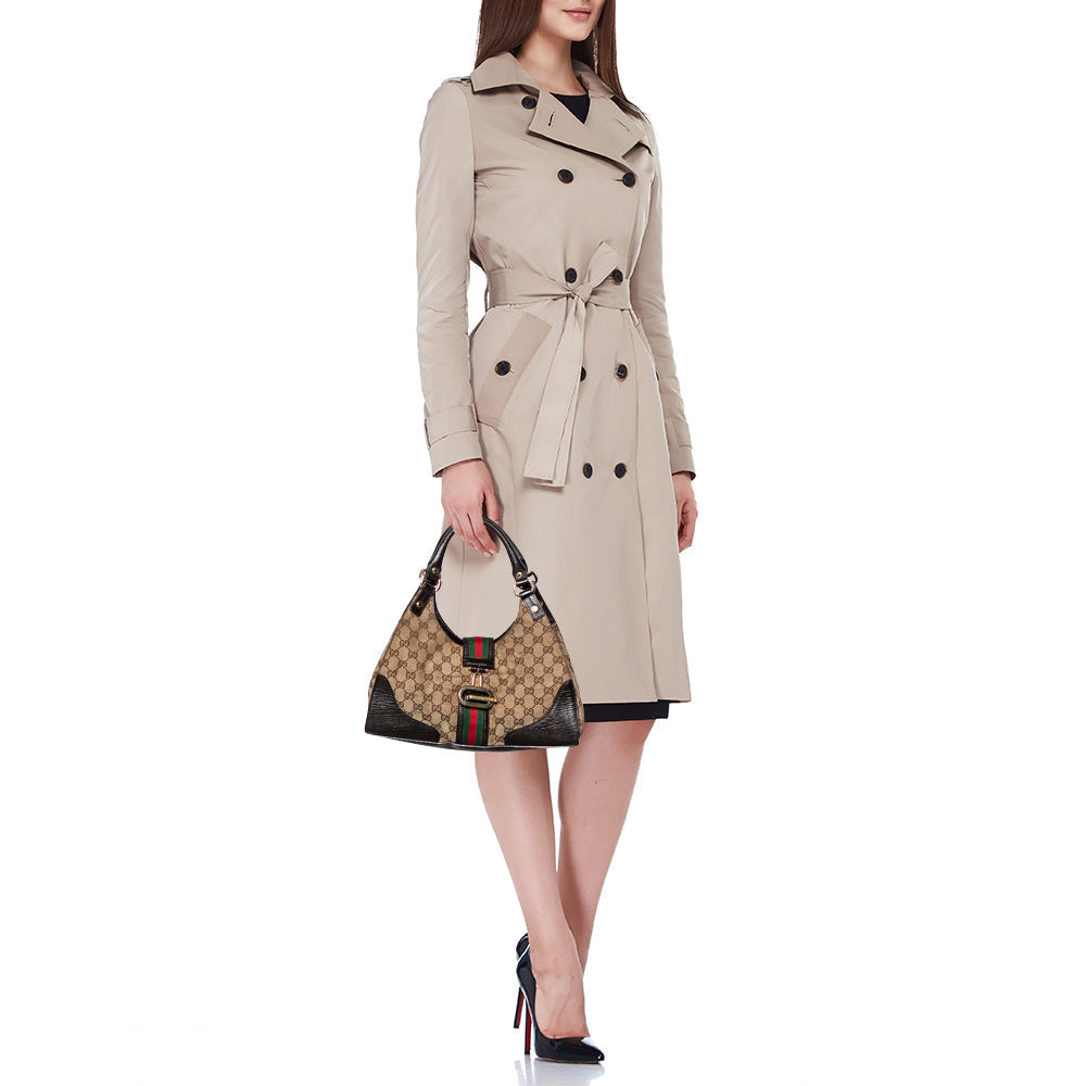 Gucci Beige/Brown GG Canvas and Leather Junco Shoulder Bag