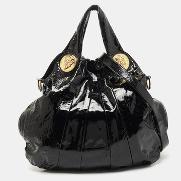 Gucci Black Patent Leather Large Hysteria Hobo