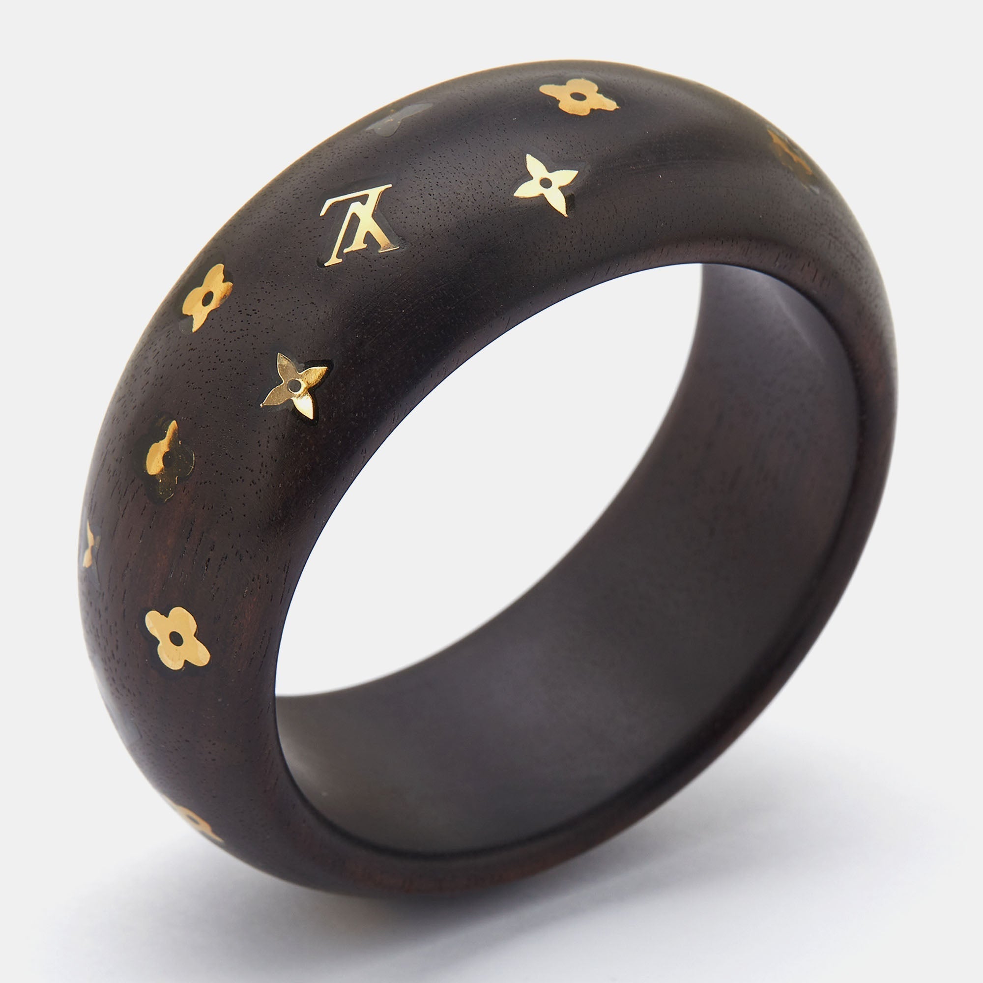 LOUIS VUITTON Dark Brown Wood Sylvania Bangle Bracelet