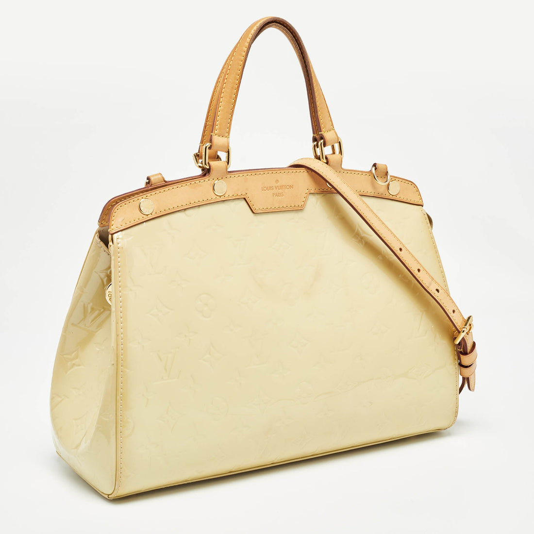 LOUIS VUITTON Citrine Monogram Vernis Brea MM Bag