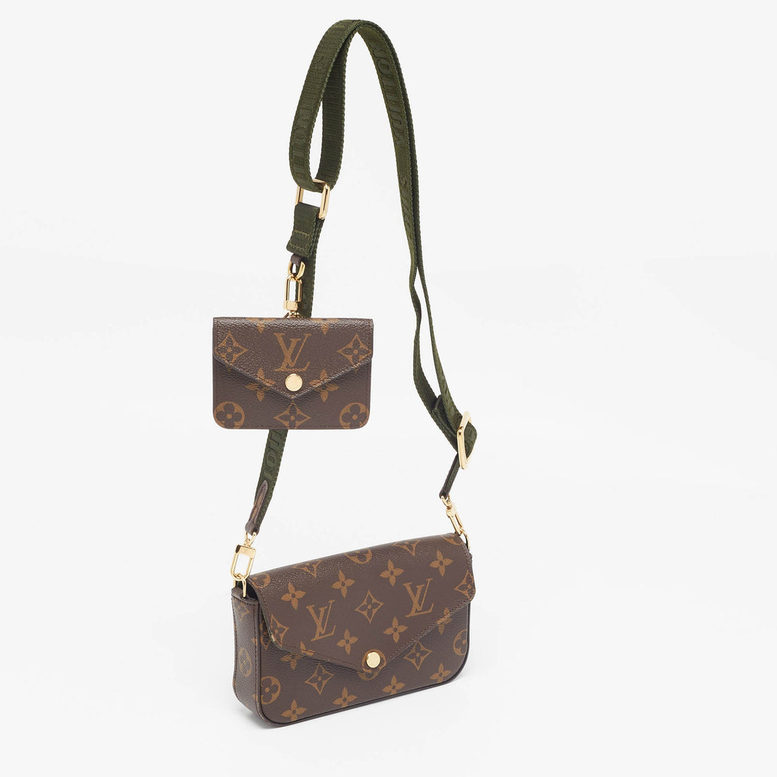 LOUIS VUITTON Khaki Monogram Canvas Felicie Strap & Go Bag