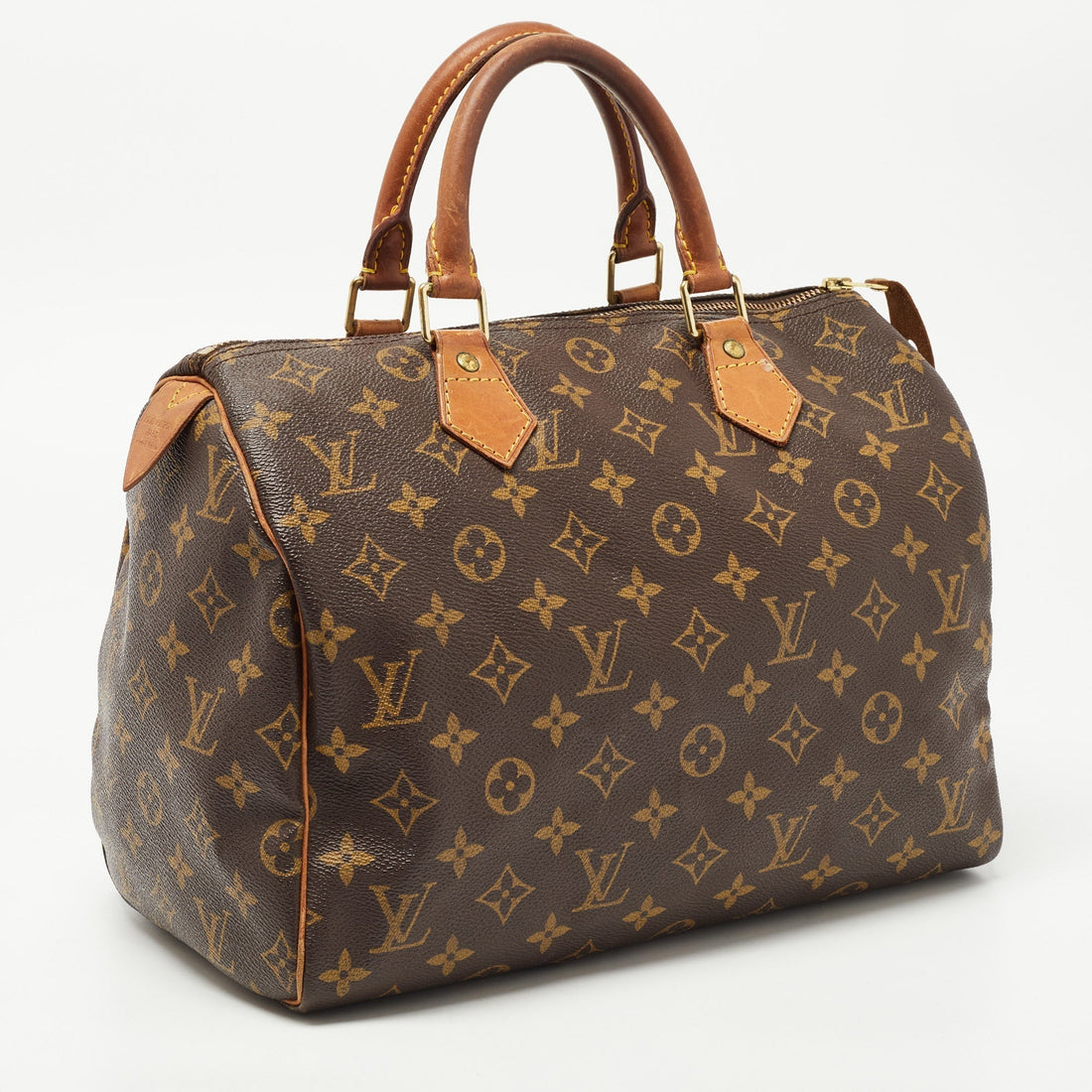 LOUIS VUITTON Brown Monogram Canvas Speedy 30 Top Handle Bag