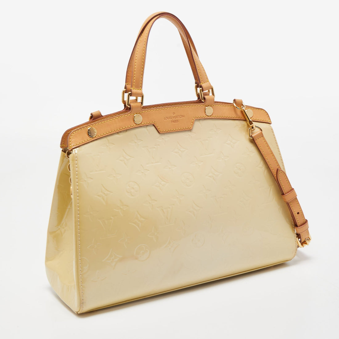 LOUIS VUITTON Citrine Monogram Vernis Brea MM Bag