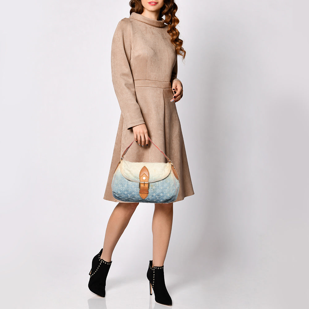 LOUIS VUITTON Blue Monogram Denim and Leather Limited Edition Sunshine Bag