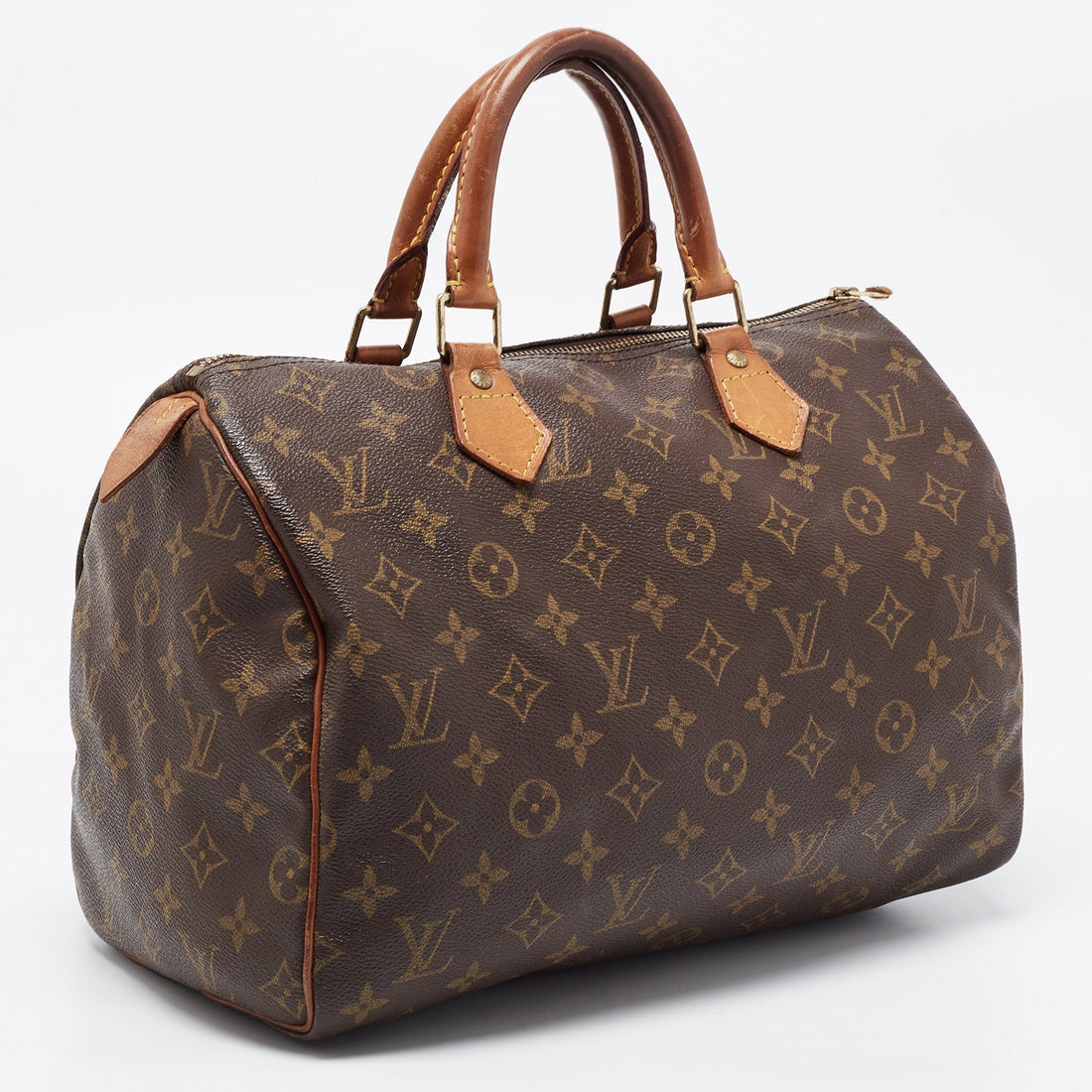 LOUIS VUITTON Brown Monogram Canvas Speedy 30 Top Handle Bag