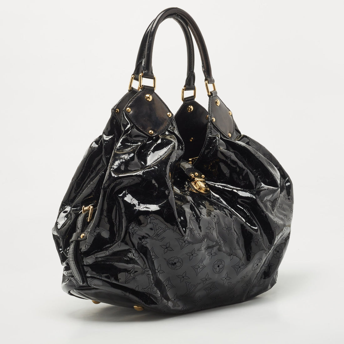 LOUIS VUITTON Black Mahina Patent Leather Limited Edition Surya XL Bag