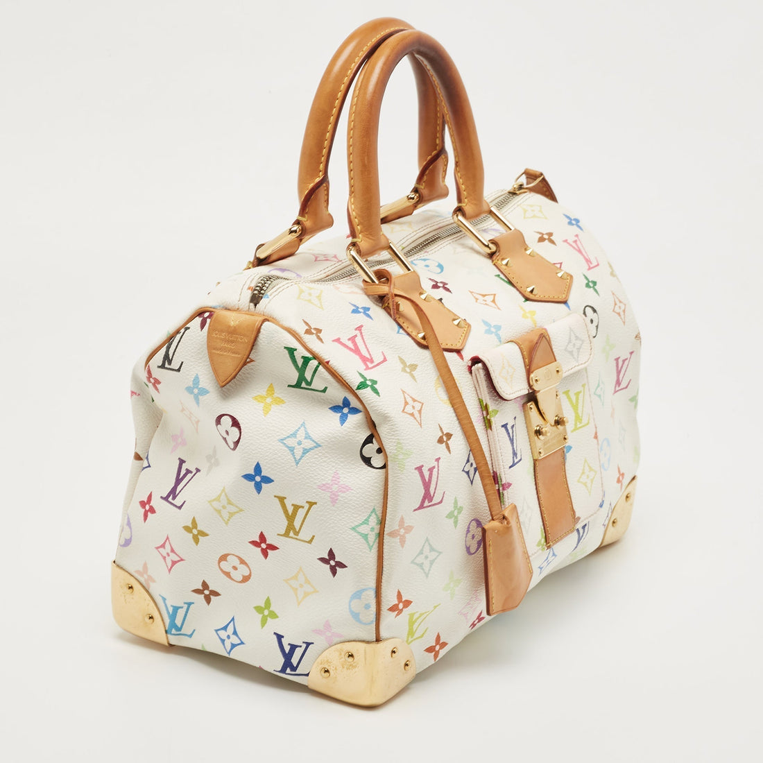 LOUIS VUITTON White/Multicolor Monogram Canvas Speedy 30 Bag