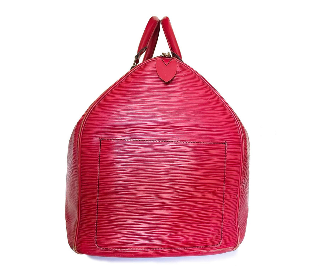 LOUIS VUITTON Red Epi Leather Keepall 50 Travel Bag