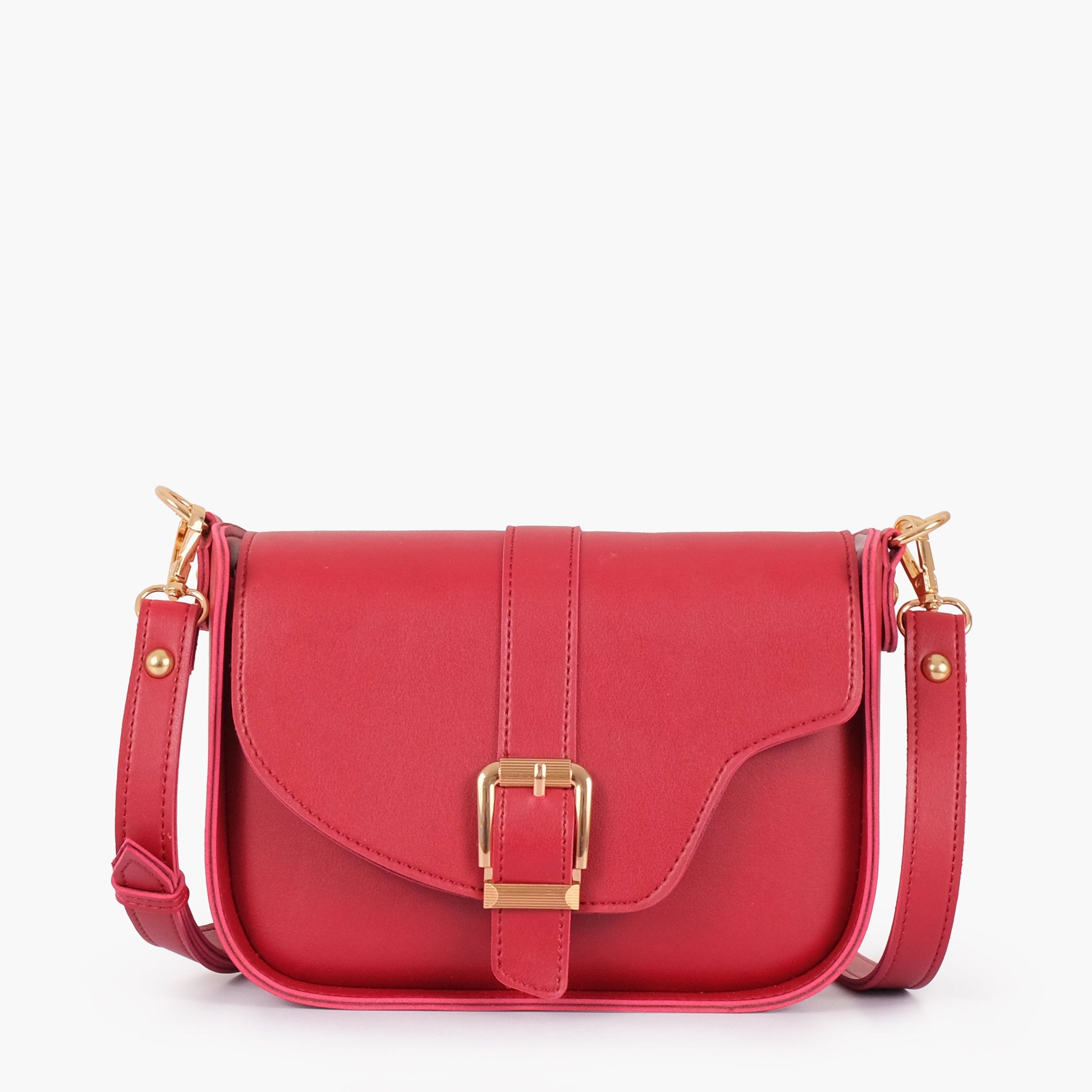 Maroon saddle buckle bag