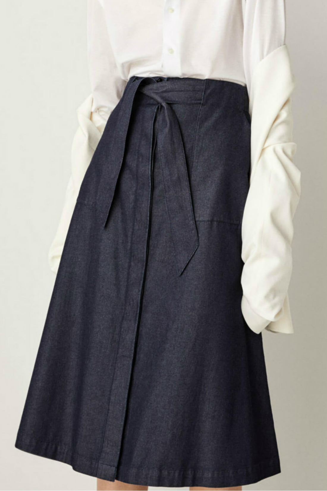 Denim Skirt with Bow Detail