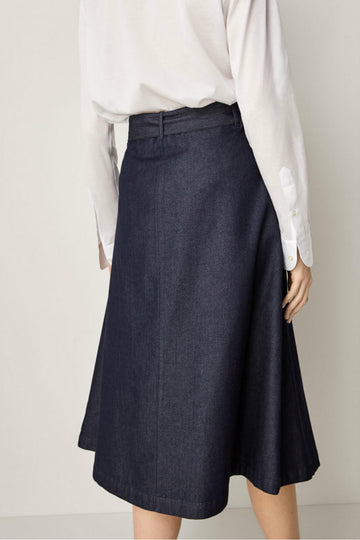 Denim Skirt with Bow Detail