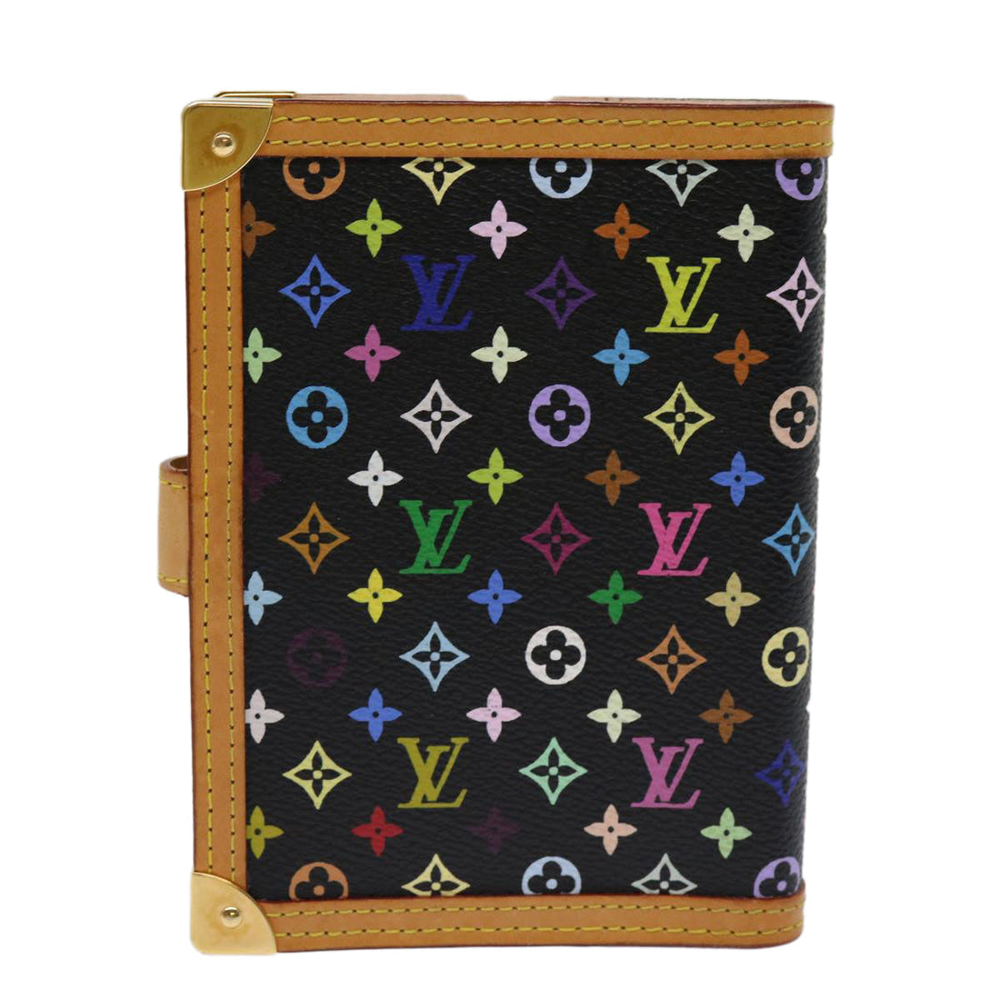 LOUIS VUITTON Multicolor Agenda PM Day Planner Cover Black R21076 LV Auth mr047