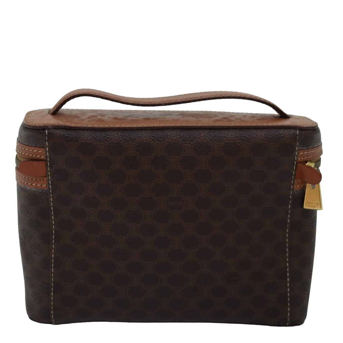CELINE Macadam Canvas Vanity Hand Bag PVC Brown Auth mr247
