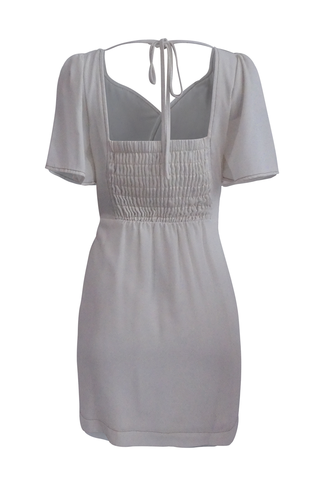 White V-Neck Midi Dress With Belt