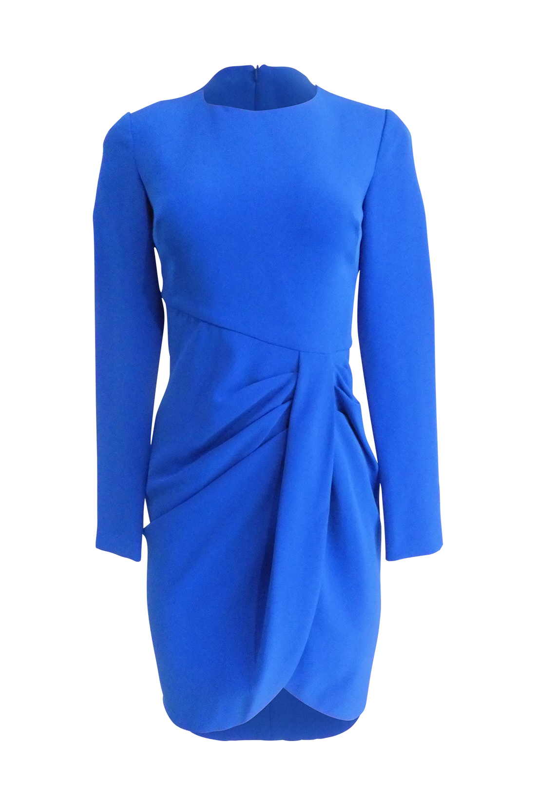 Long Sleeve Cobalt Blue Ruched Midi Dress