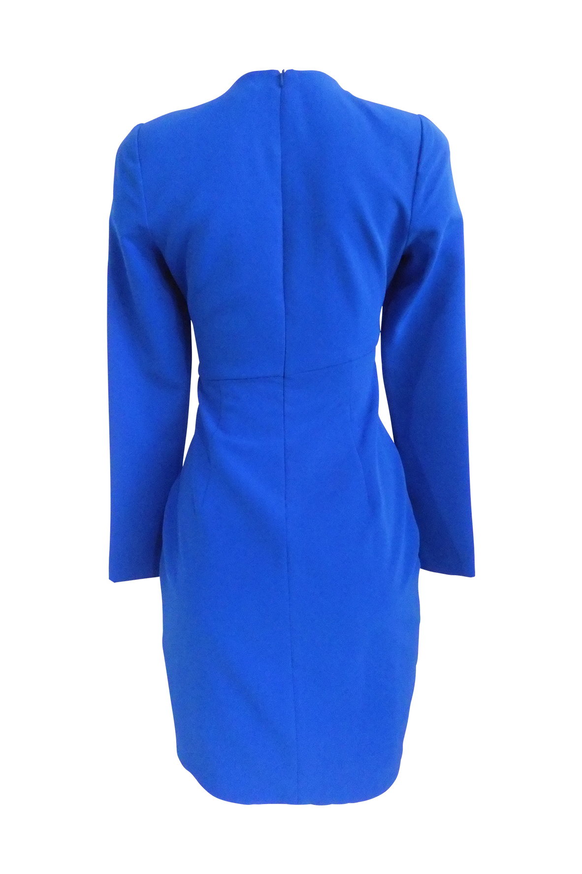 Long Sleeve Cobalt Blue Ruched Midi Dress