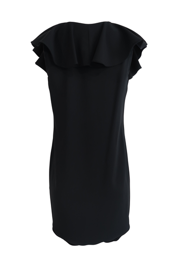 Black V-Neck Ruffle Dress