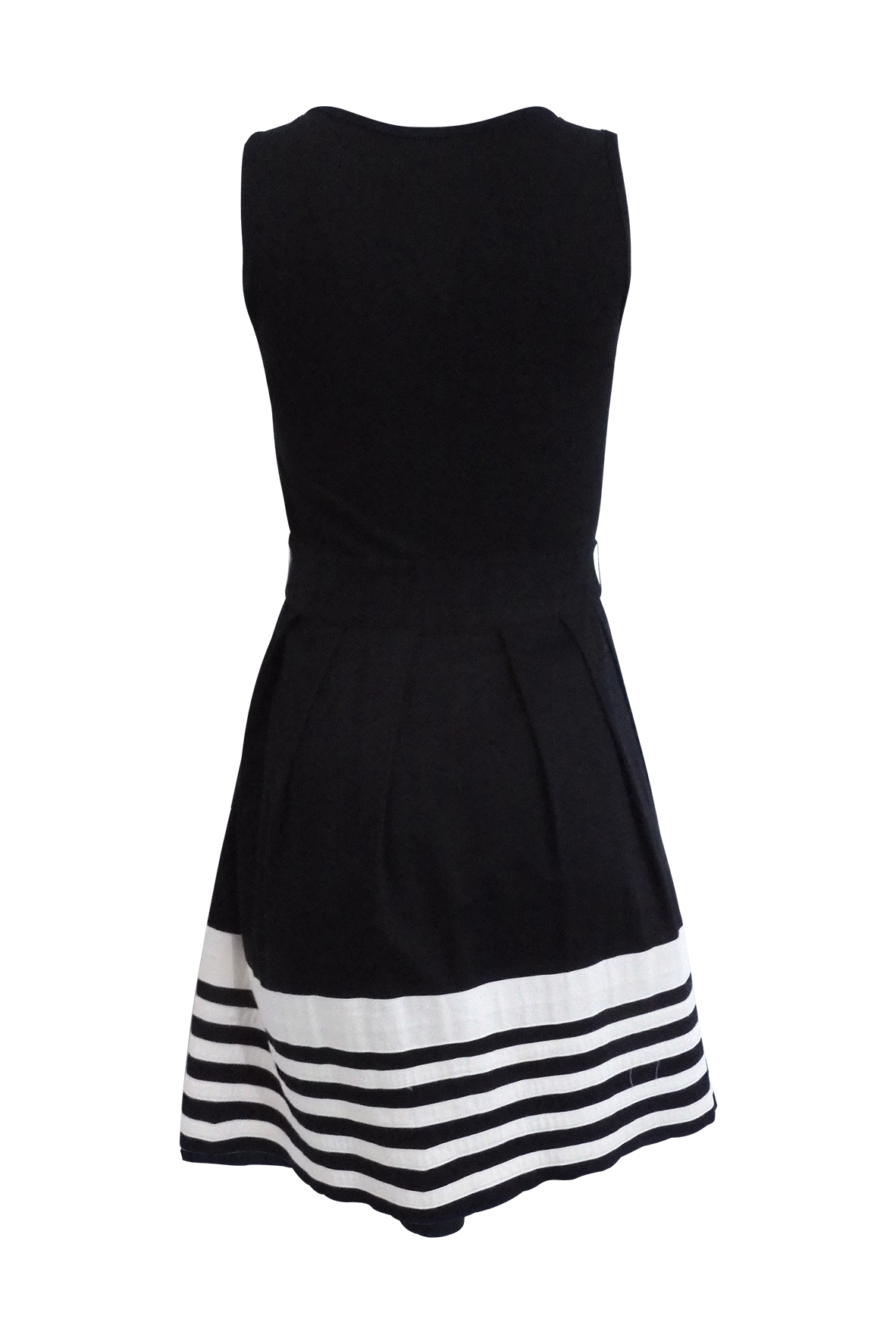 Black Sleeveless Dress with White Stripes