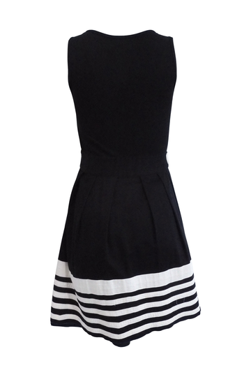 Black Sleeveless Dress with White Stripes