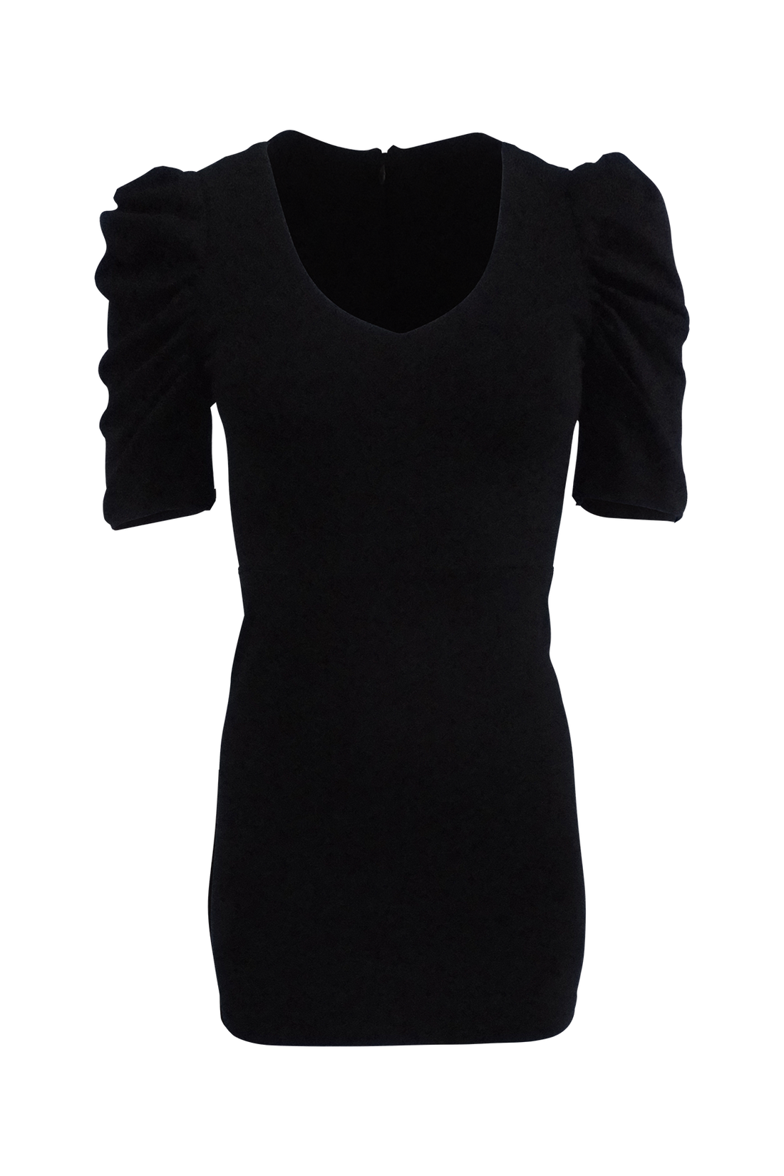Black V-Neck Midi Dress With Ruffled Sleeves