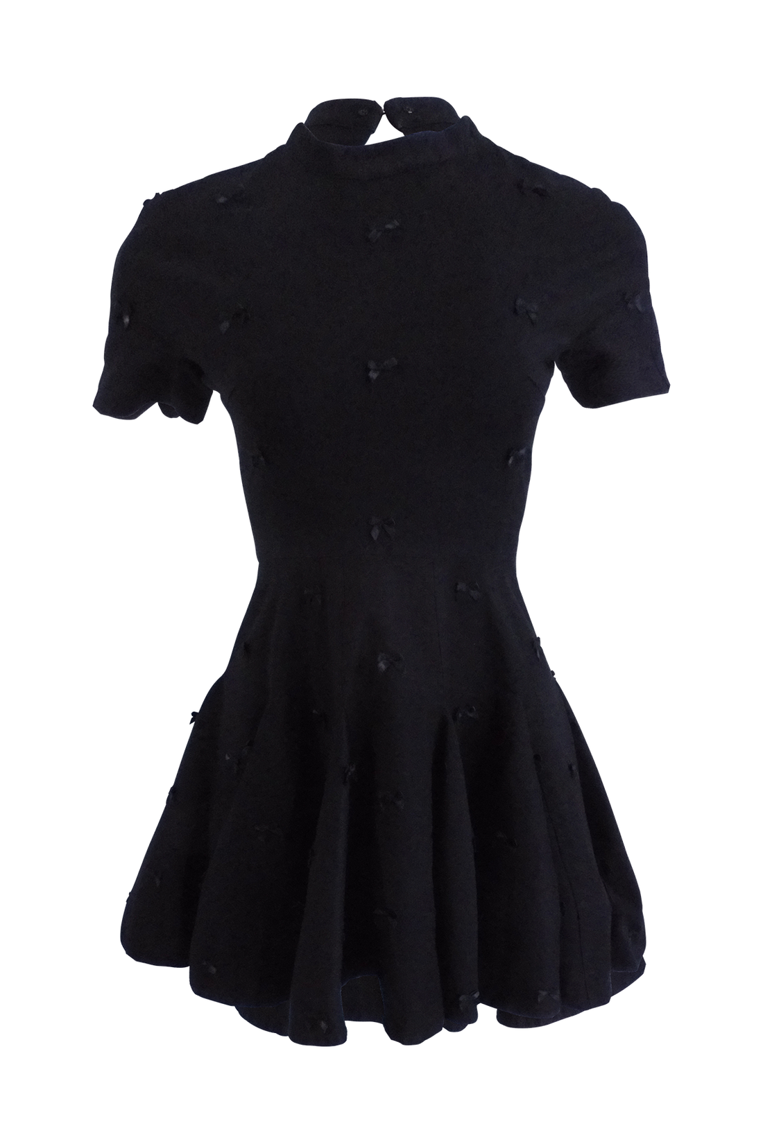 Black Ruffle Dress With Ribbon Applique