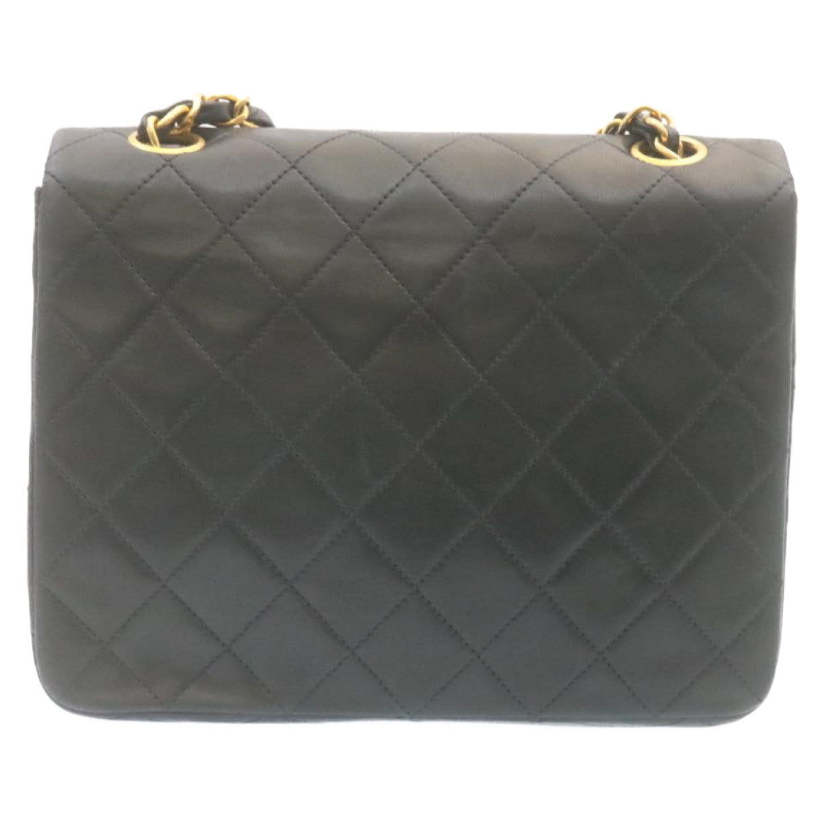 Chanel Matelasse Chain Flap Turn Lock Shoulder Bag Lamb Skin Black  34659A