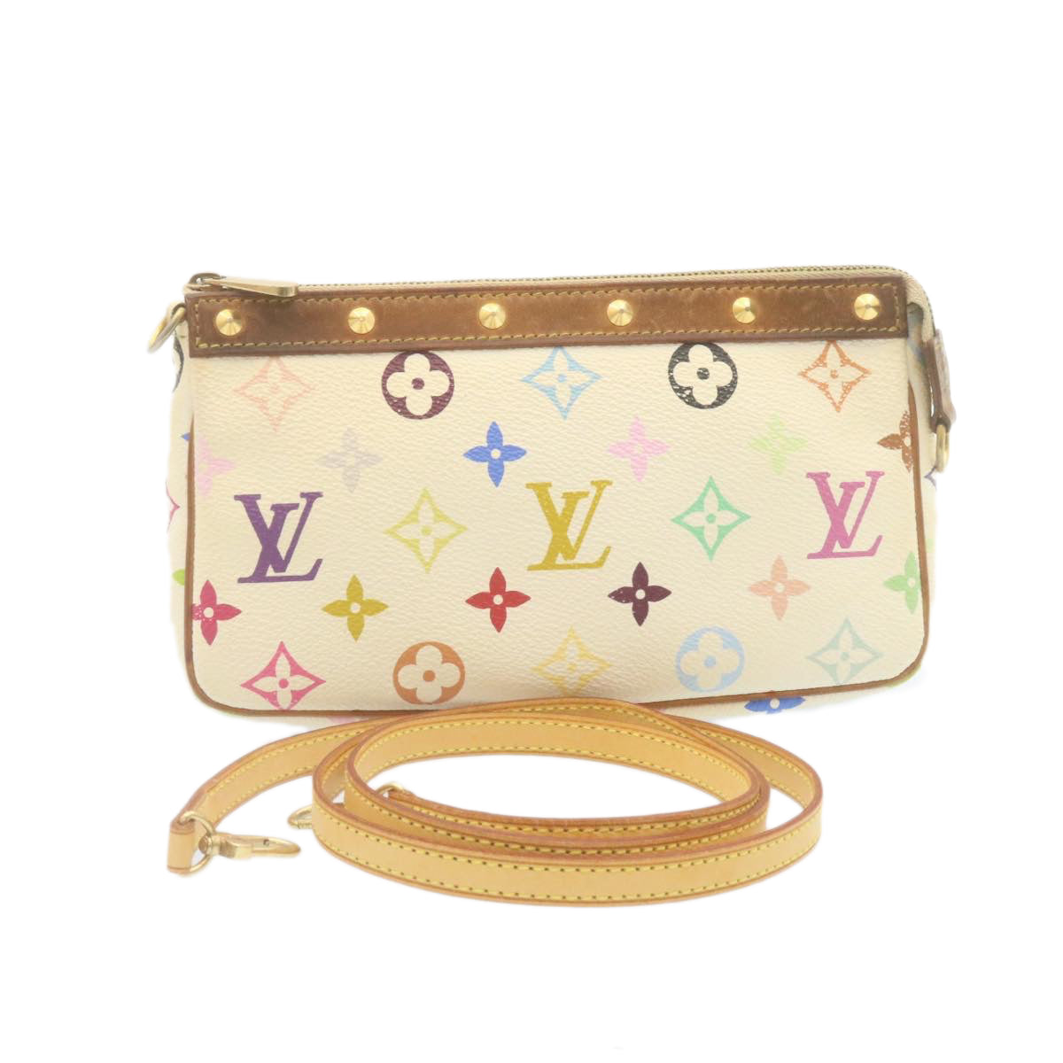 LOUIS VUITTON Monogram Multicolor Pochette Accessoires Pouch White M92649 34521