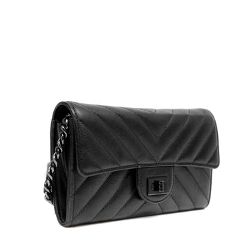 Chanel So Black Lambskin Chevron WOC