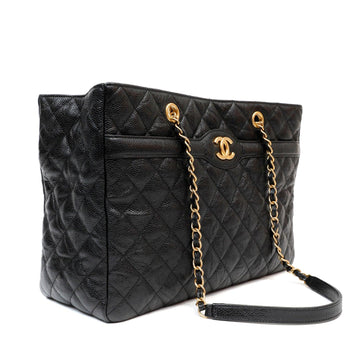 Chanel Black Caviar Quilted Tote w/ Gold CC Hardware