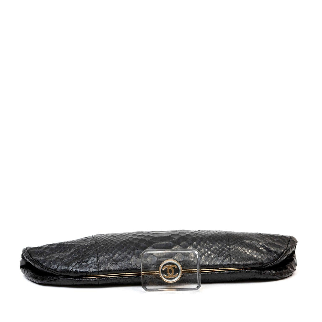 Chanel Python Clutch w/ Cast Resin Top