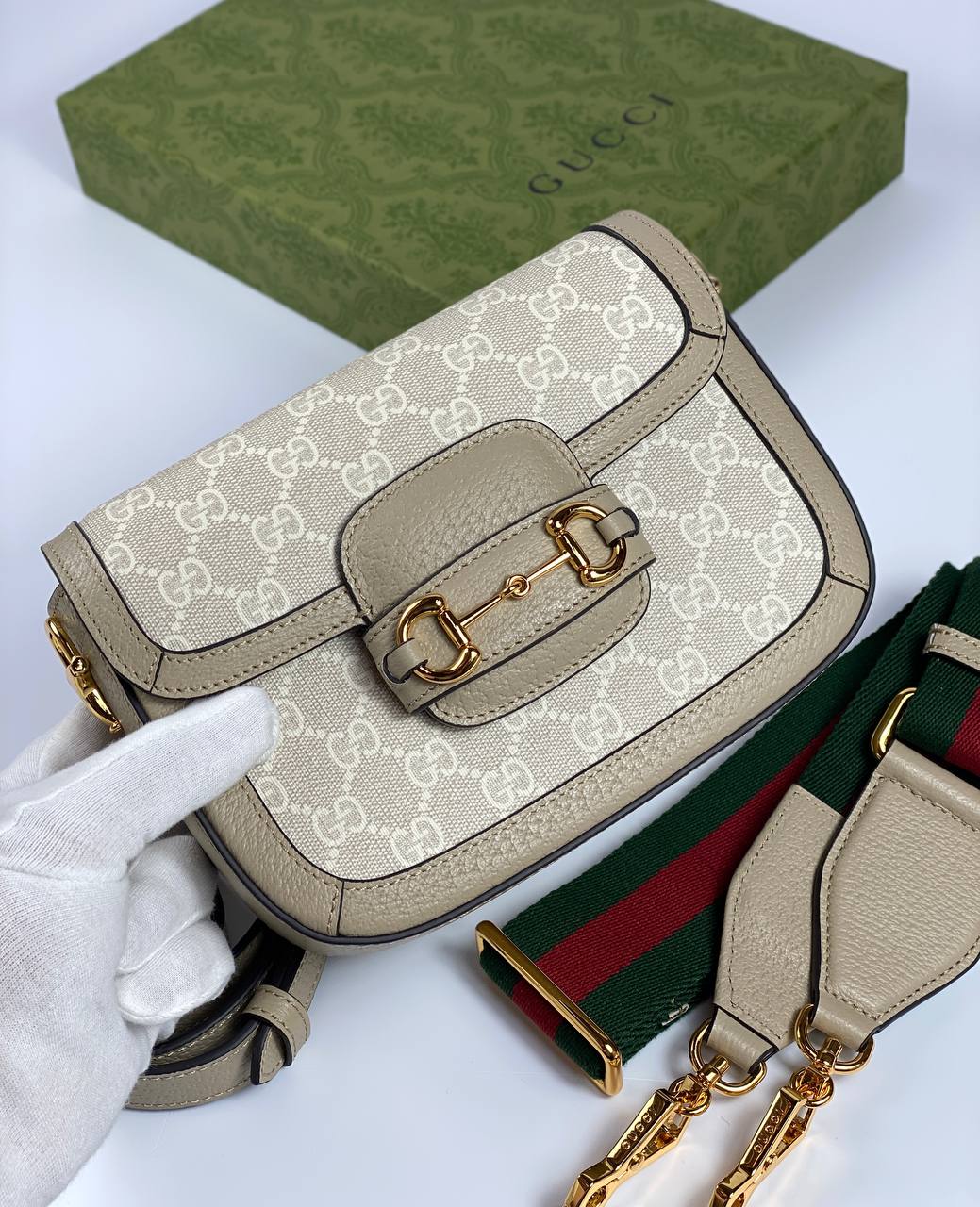 Gucci Horsebit 1955 shoulder bag white