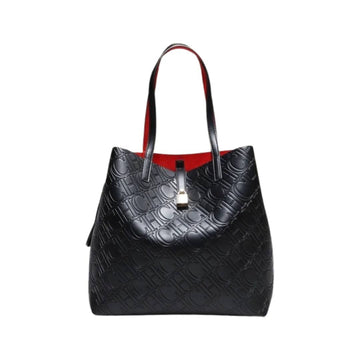 Carolina Herrera Monogram Embossed Leather Large Locked Tote Bag