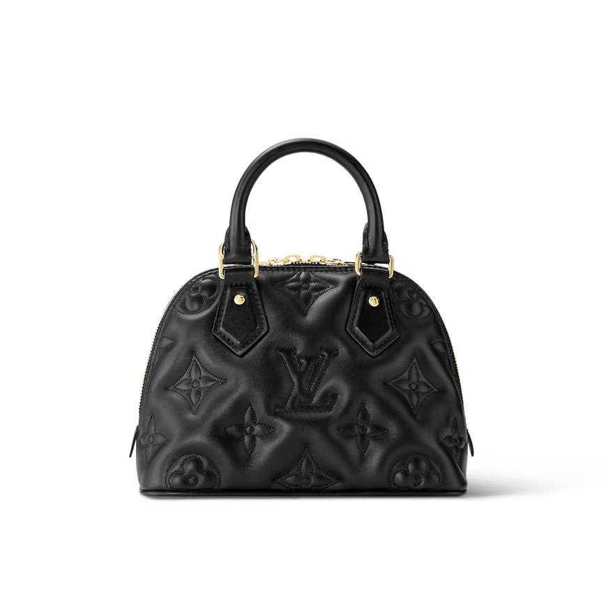 VUITTON Banane' bubblegram Alma BB bag with detachable strap & gold metallic hardware