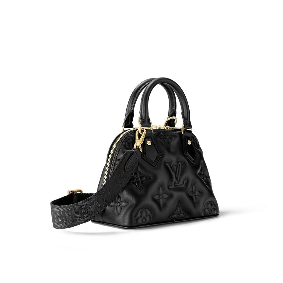VUITTON Banane' bubblegram Alma BB bag with detachable strap & gold metallic hardware