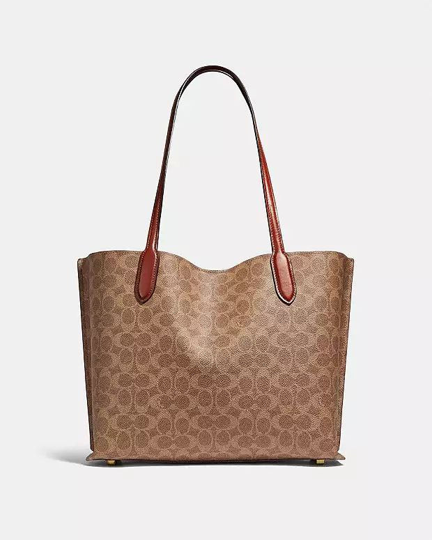 Coach Camel/Beige Signature Coated Canvas Willow Tote