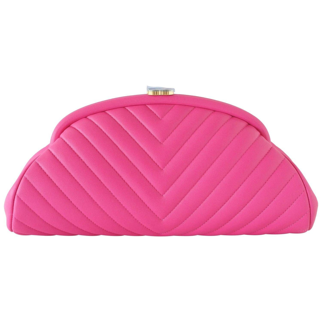 Chanel Bag Rare Pink Chevron Lambskin Clutch new