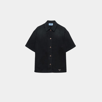 Black Denim Boxy Short-sleeved Shirt