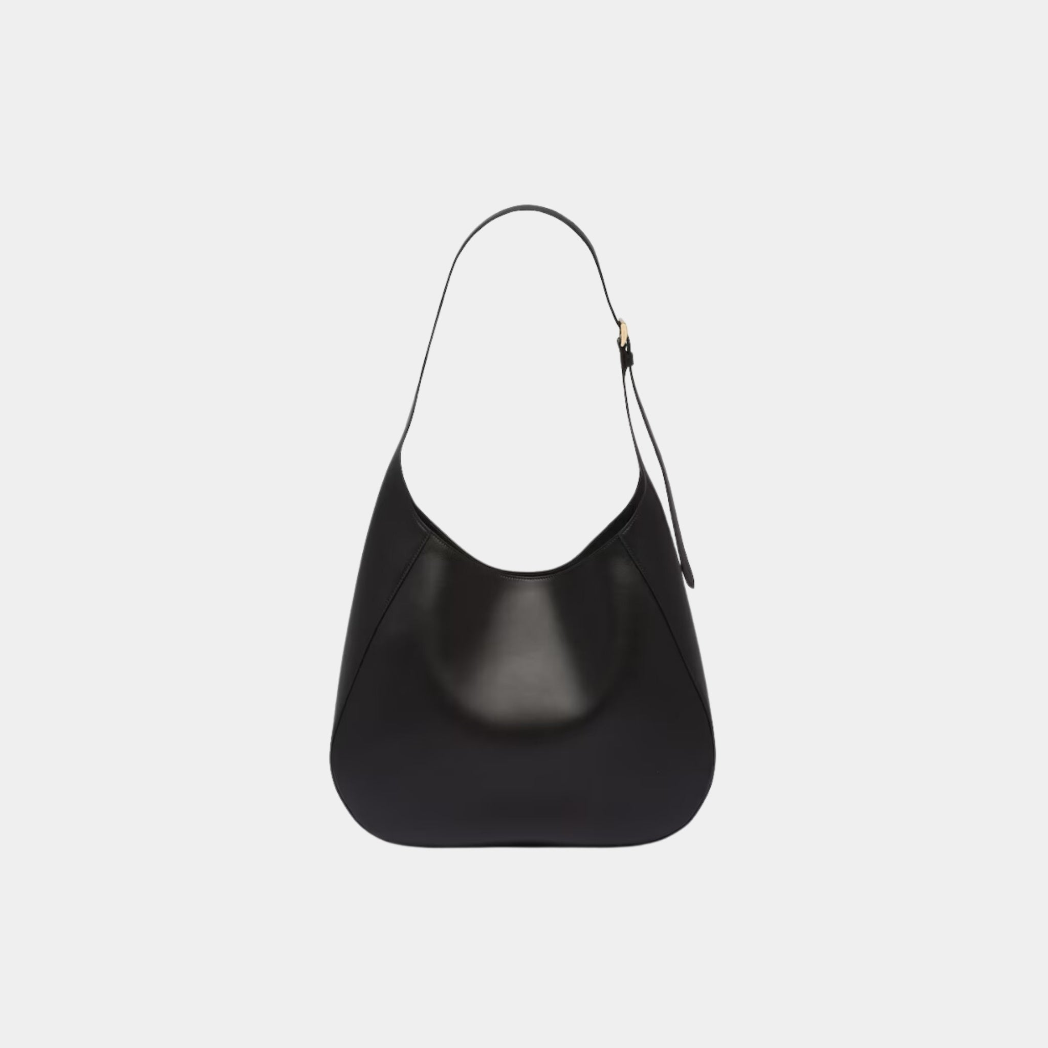 Large Leather Shoulder Bag with Topstitching