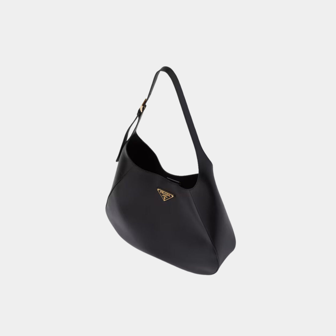 Large Leather Shoulder Bag with Topstitching