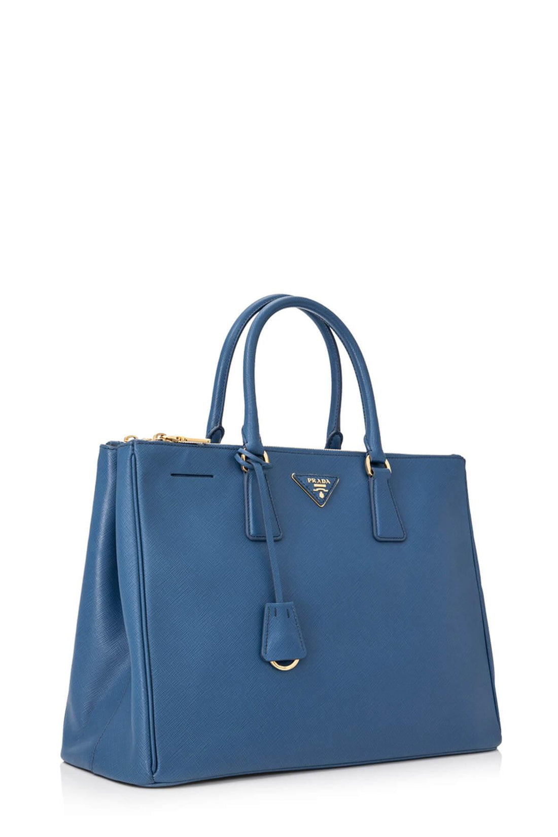 Large Saffiano Lux Double Zip Tote Cobalto