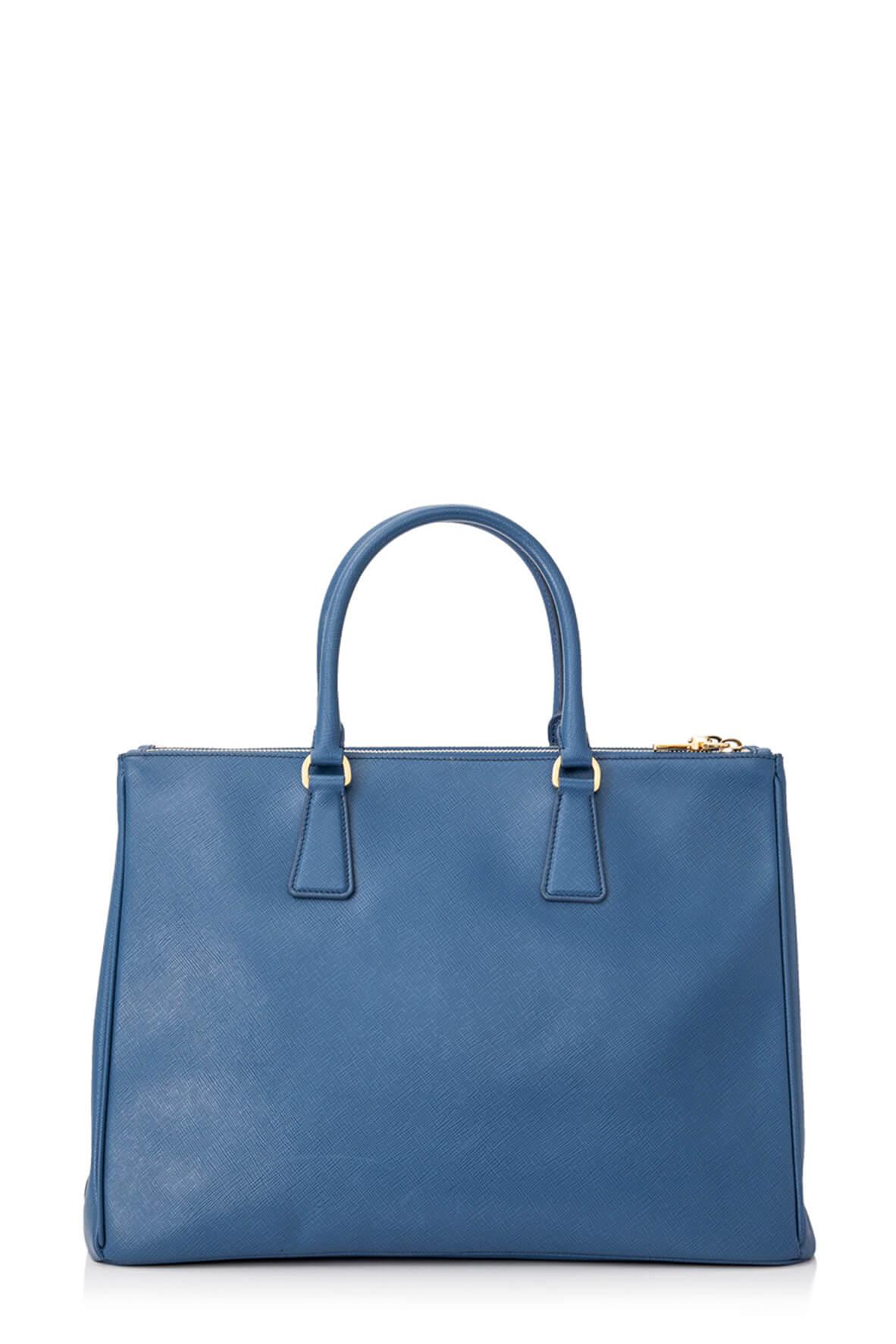 Large Saffiano Lux Double Zip Tote Cobalto