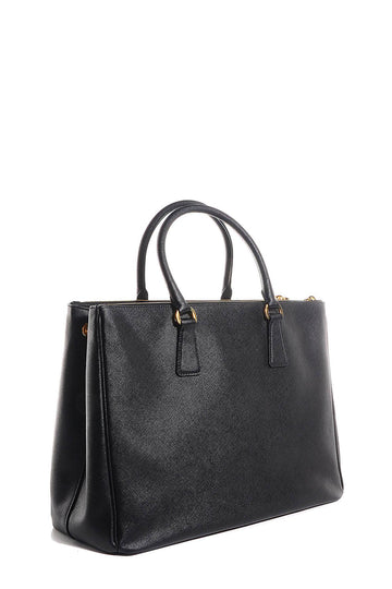 Large Saffiano Lux Double Zip Tote Black