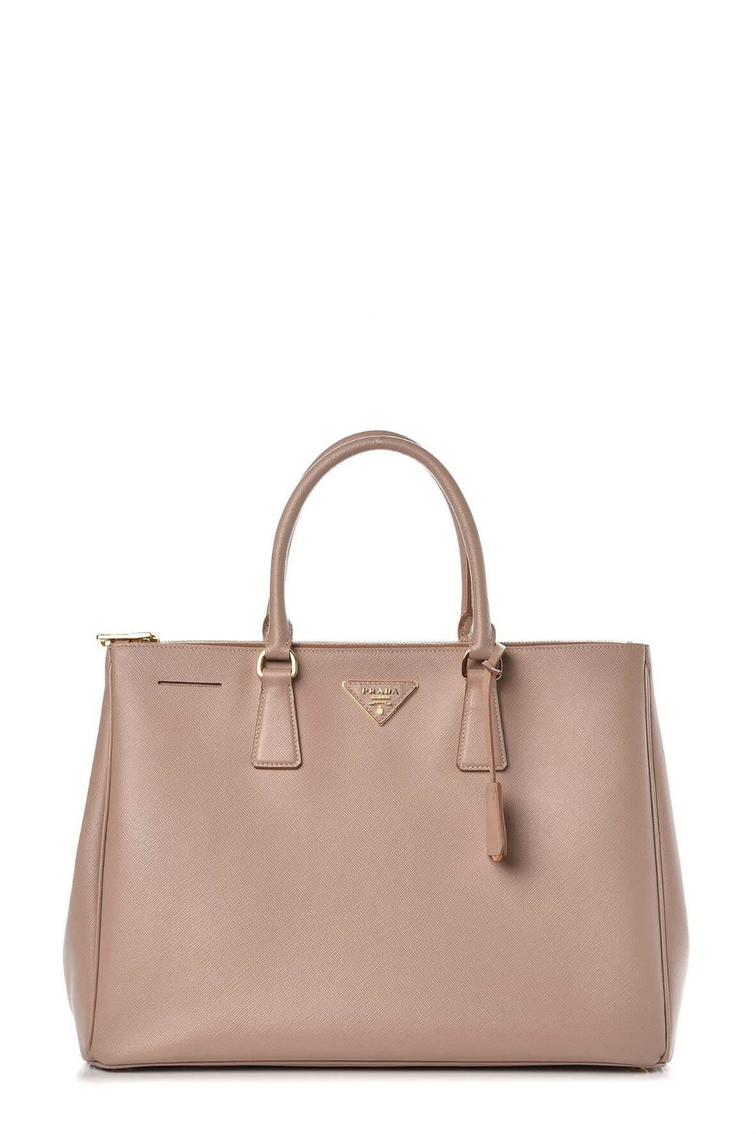 Large Saffiano Lux Double Zip Tote Cammeo