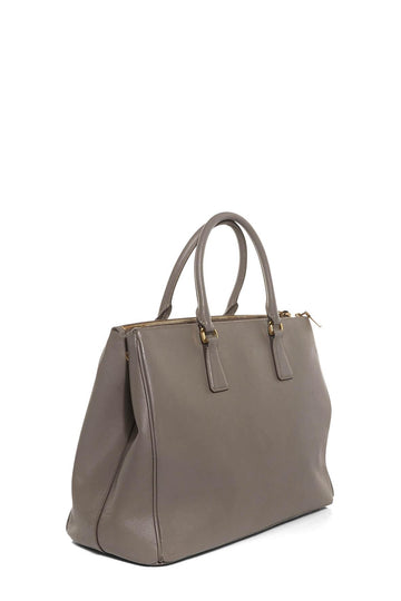Large Saffiano Lux Double Zip Tote Argilla