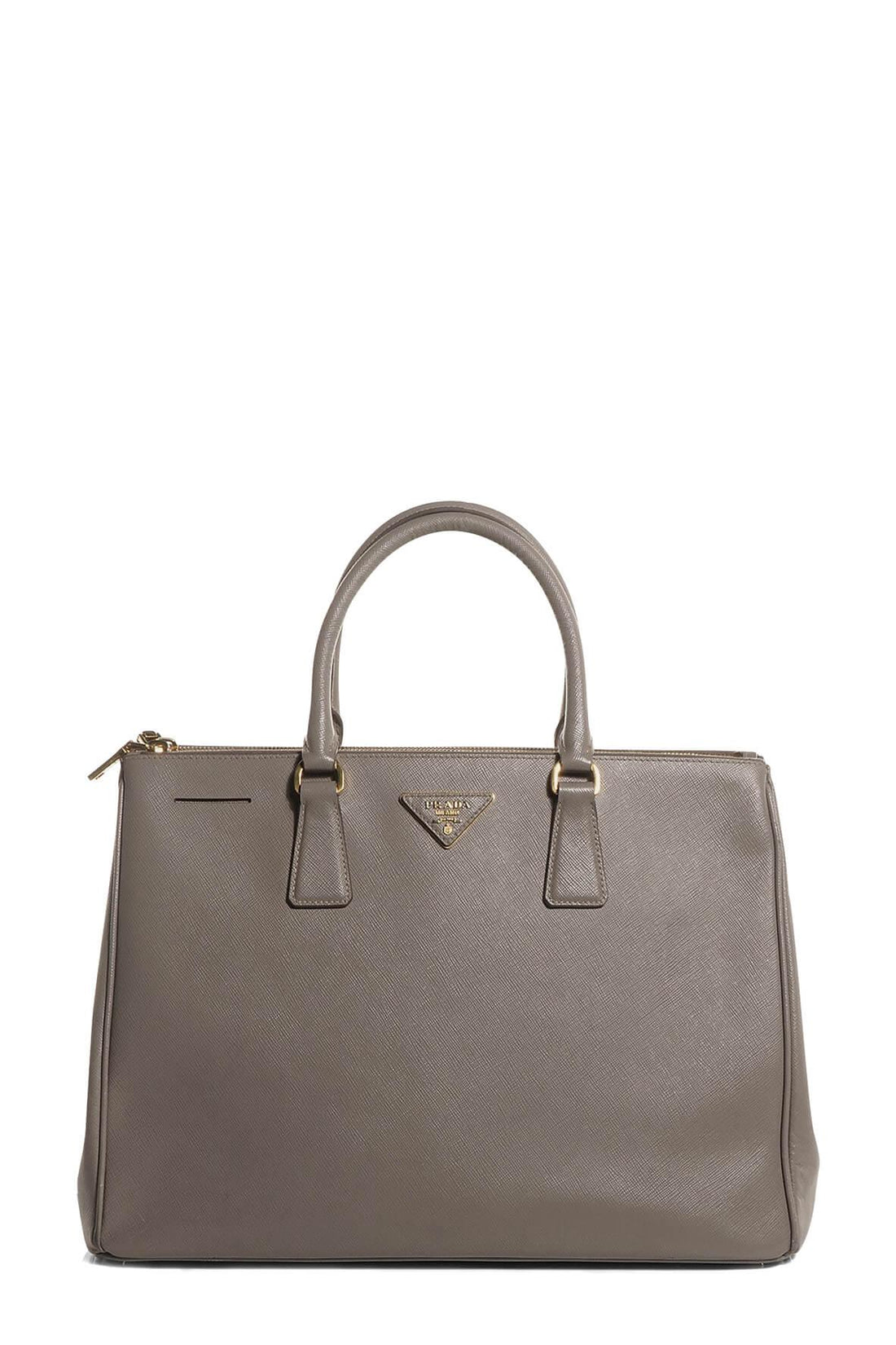 Large Saffiano Lux Double Zip Tote Argilla