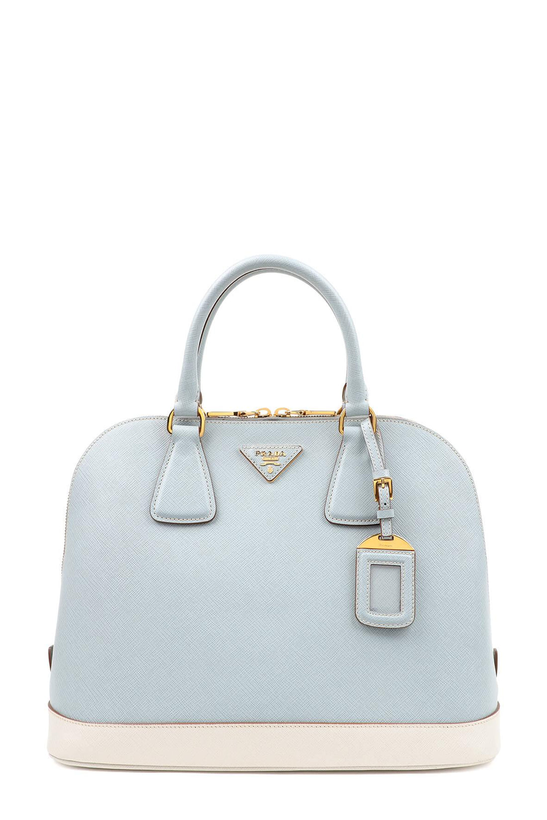 Saffiano Lux Bicolor Dome Tote Lago Talco