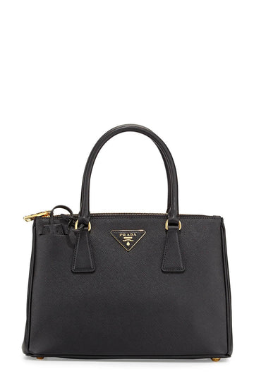 Small Saffiano Lux Double Zip Tote Black