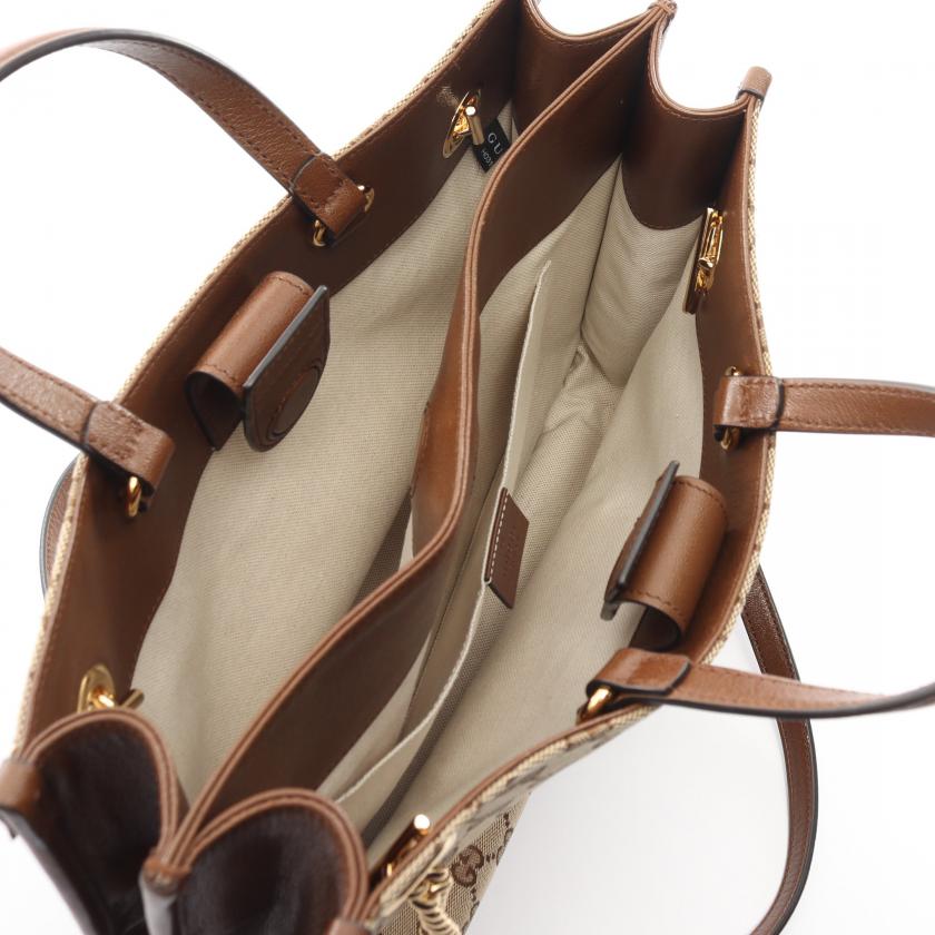 Gucci Horsebit GG Canvas Handbag Tote Bag Canvas Leather Beige Brown 868608